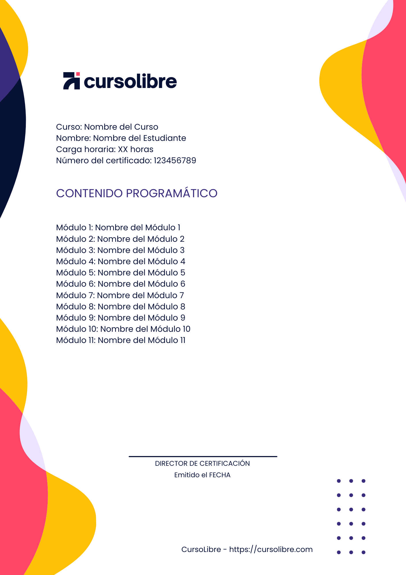 Certificado del curso - Verso